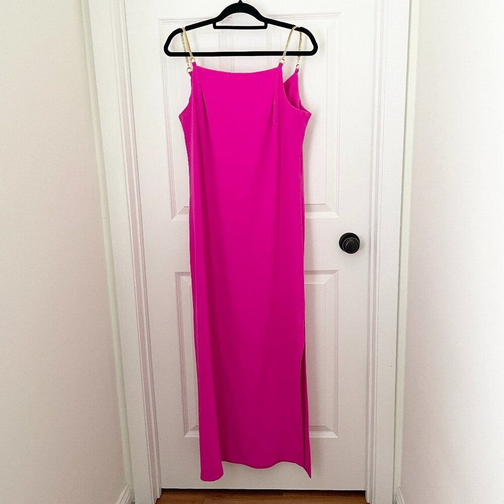 Women Trina Turk Chains Maxi Split Dress Formal Feminine in Fuchsia Size 10
